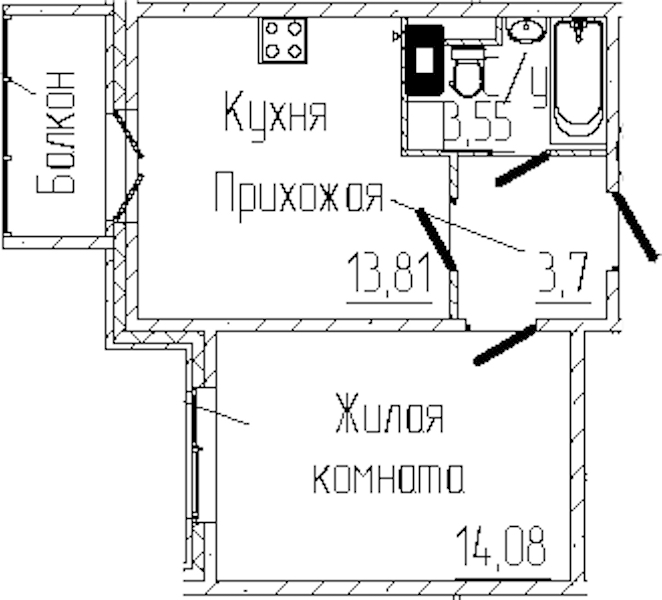 1-комнатная квартира 36.1 м², 4/6 эт., ЖК «SERTOLOVO PARK»